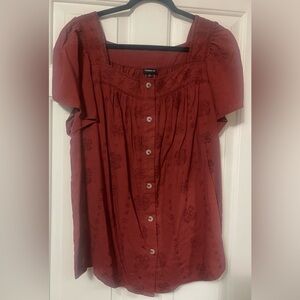 Torrid Women's Rust Embroidered Blouse